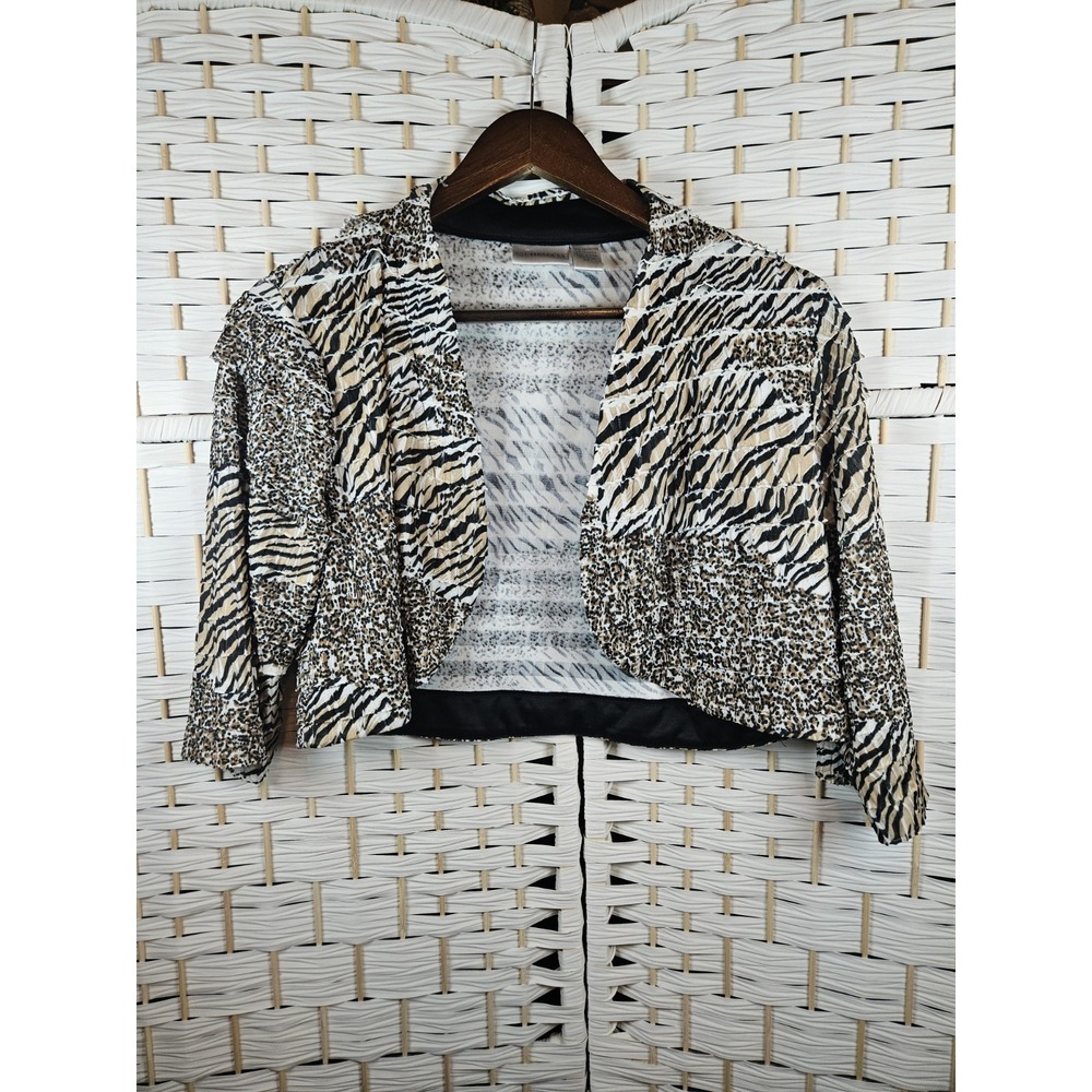 Chico's Womens Shrug Medium Animal Print Mob Wife Sz 1